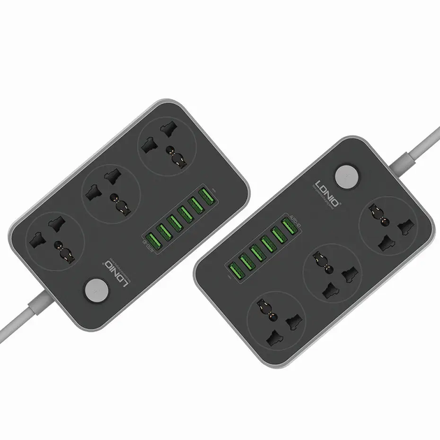 Сетевой фильтр удлинитель LDNIO SC3604 3 розетки и 6USB портов с выключателем и заземлением - Фото 5 Сетевой фильтр удлинитель LDNIO SC3604 3 розетки и 6USB портов с выключателем и заземлением - изображение 5