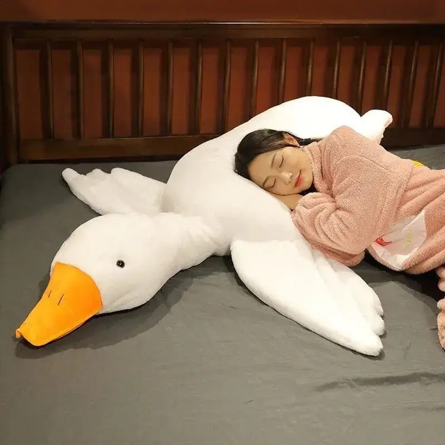 Іграшка подушка м'яка My Kigu Гусак Плюшева Велика Антистрес Біла 160 ...