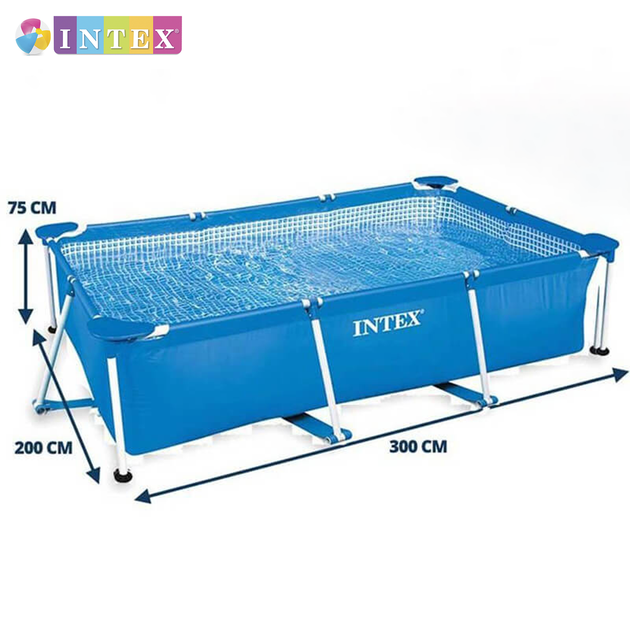 Прямоугольный каркасный бассейн Intex 28272 NP. Размером 300x200x75см, объём 3834л, от 6 лет - Фото 2 Прямоугольный каркасный бассейн Intex 28272 NP. Размером 300x200x75см, объём 3834л, от 6 лет - изображение 2