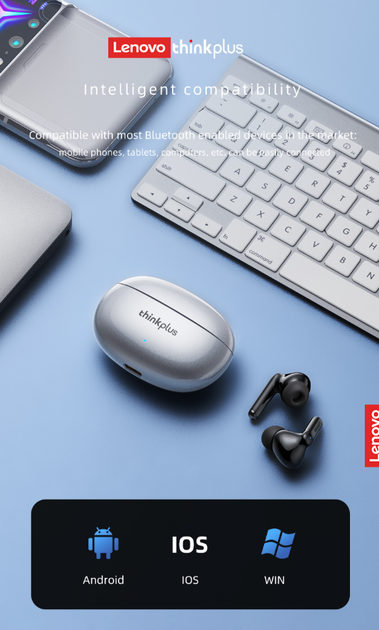 Бездротові навушники Lenovo ThinkPlus XT88 TWS Bluetooth 5.3 Чорні - зображення 7