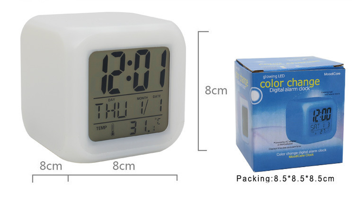 Світиться настільний годинник нічник хамелеон LED куб з термометром ...