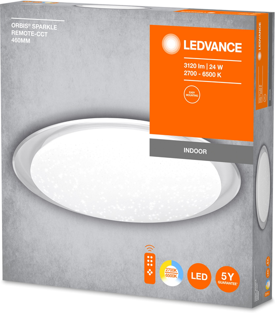 Стельовий світильник LEDVANCE ORBIS SPARKLE Remote-CCT 24W 2700-6500K (4058075633179) - зображення 5