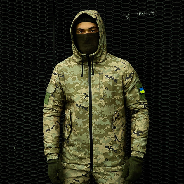 Куртка тактична чоловіча з флісом Softshell Terra Hot зелений піксель XL - зображення 1