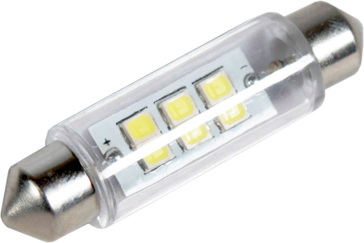 Лампочка 2-ох цокольна LED T11_C5W SMD біла 6-діодів 12V-3Вт Festoon ...
