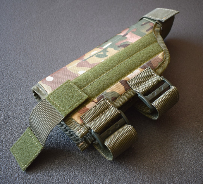 Щока на приклад зброї регульована BB2, накладка підщічник на приклад АК, гвинтівки, рушниці з панелями під патронташ Мультикам - зображення 1