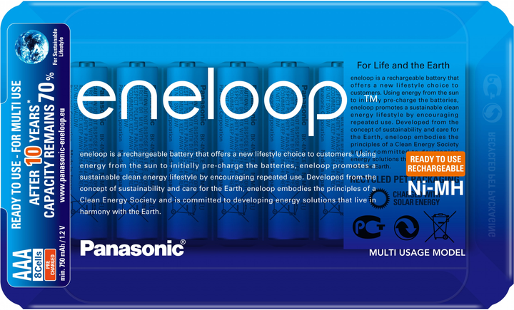 Akumulator Panasonic Eneloop AAA 750 8BP mAh NI-MH Slider (BK-4MCCE/8LE) - obraz 2