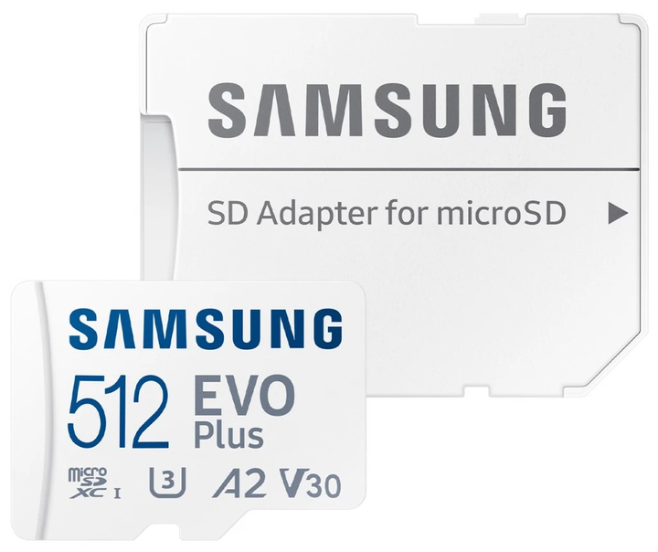 Samsung Evo Plus microSDXC 512GB UHS-I U3 V30 A2 + SD адаптер (MB-MC512KA/EU) - зображення 1