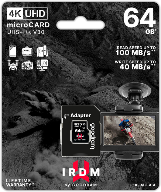 Goodram microSDXC 64GB IRDM UHS-I U3 V30 + Adapter (IR-M3AA-0640R12) - зображення 2