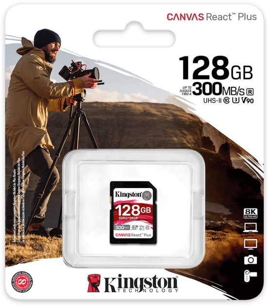 Kingston SDXC 128 GB Canvas React Plus Class 10 UHS-II U3 V90 (SDR2/128 GB) - obraz 3