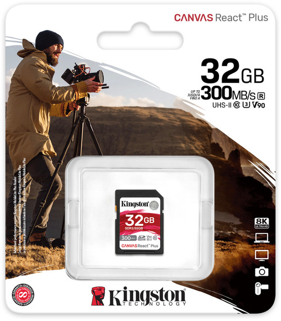 Kingston SDHC 32GB Canvas React Plus Class 10 UHS-II U3 V90 (SDR2/32GB) - obraz 3