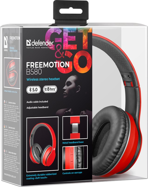 Słuchawki Defender FreeMotion B580 Bluetooth Czerwone (4714033635813) - obraz 11