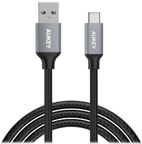 Kabel AUKEY CB-CD2 USB 3.0 - USB Type-C 1 m Czarny (LLTS101712) - obraz 1
