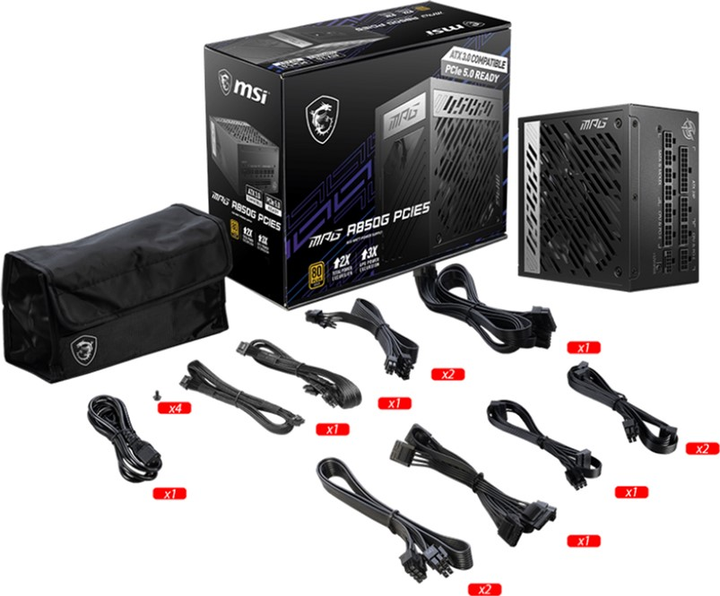Zasilacz MSI MPG A850G PCIE5 850W - obraz 6