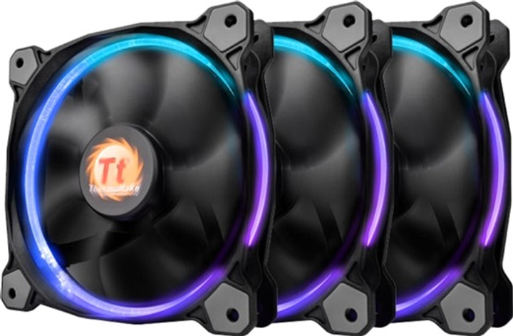 Набір вентиляторів Thermaltake Riing 12 LED RGB 256 Colors Fan (комплект з 3-х вентиляторів) Black (CL-F042-PL12SW-B) - зображення 1