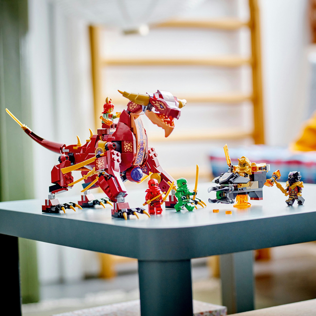 Zestaw klocków LEGO Ninjago Lawowy smok zmieniający się w falę ognia 479 elementów (71793) - obraz 5