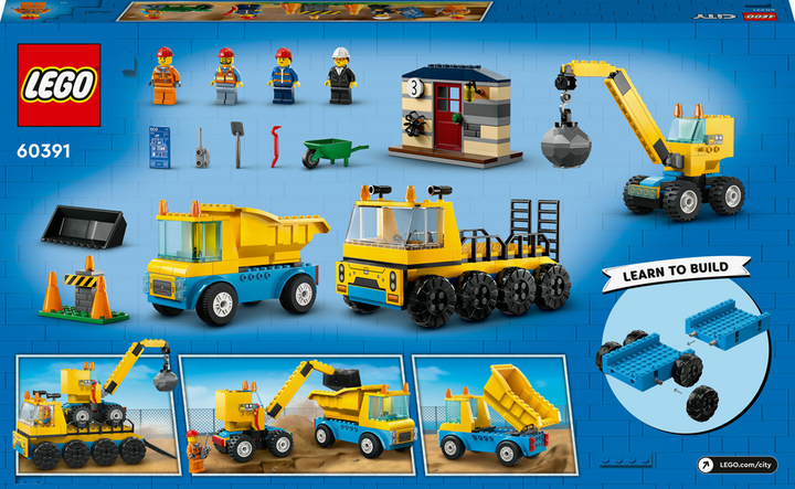 Конструктор LEGO City Будівельна вантажівка й кулястий кран-таран 235 деталей (60391) - зображення 10