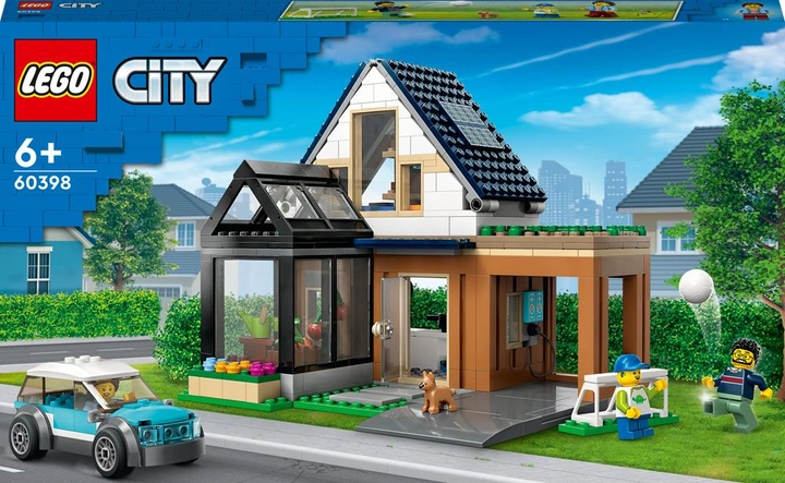 Zestaw klocków LEGO City Domek rodzinny i samochód elektryczny 462 elementy (60398) - obraz 1