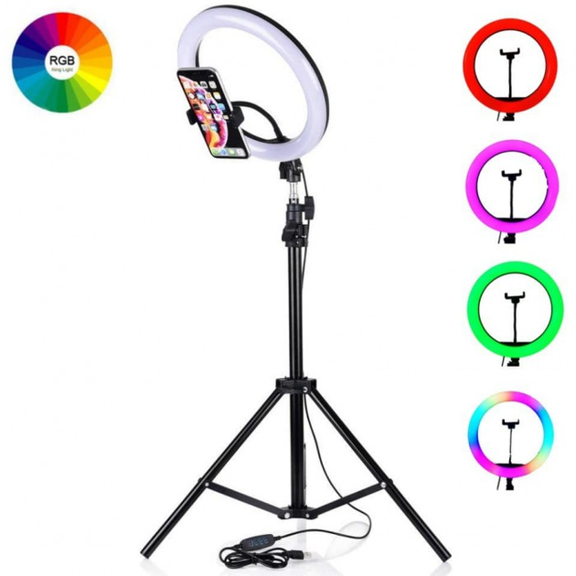 Кольцевая RGB лампа 36 см LED WH36 Black – фото, отзывы, характеристики ...