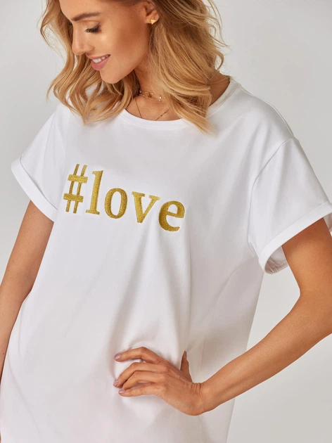 T-shirt damski luźny KOLORLI Love One Size Biały (5903738175000) - obraz 6