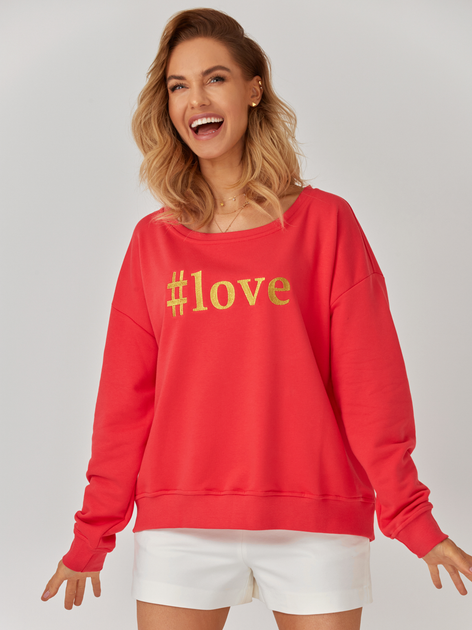 Bluza damska bez kaptura KOLORLI Love 36 Różowa (5903738175048) - obraz 1