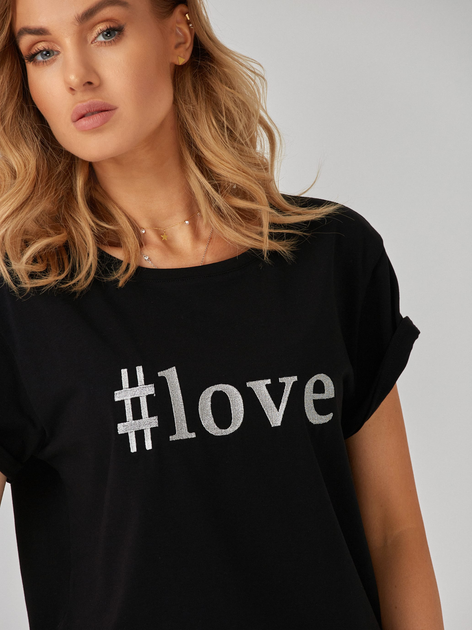 Футболка бавовняна жіноча KOLORLI Love 36 Чорна (5903738175024) - зображення 6