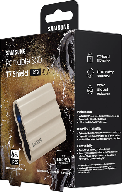Samsung Portable SSD T7 Shield 2TB USB 3.2 Type-C Beige (MU-PE2T0K/EU) - зображення 12
