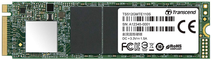 Dysk SSD Transcend MTE110S 512 GB M.2 2280 PCIe 3.0 x4 3D NAND TLC (TS512GMTE110S) - obraz 1