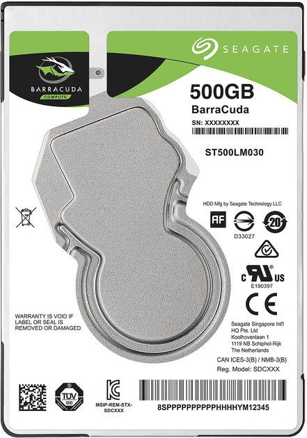 Жорсткий диск Seagate BarraCuda HDD 500GB 5400rpm 128MB ST500LM030 2.5 SATA III (ST500LM030) - зображення 1