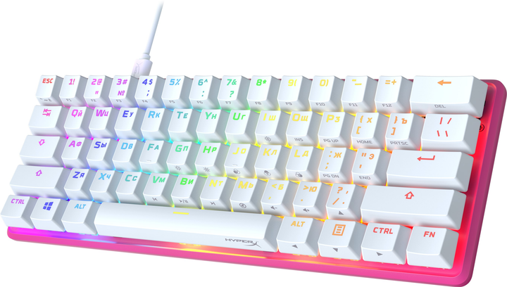 Клавіатура дротова HyperX Alloy Origins 60 HX Red USB Pink (572Y6AA) - зображення 4