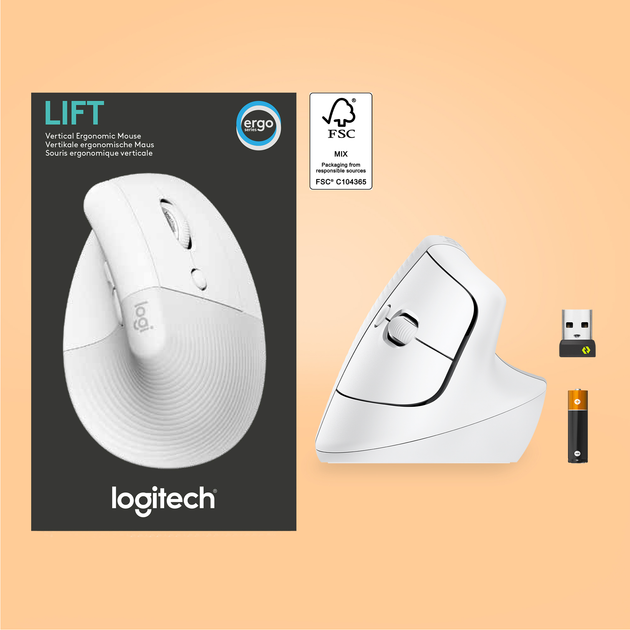 Миша Logitech Lift Vertical Ergonomic Wireless/Bluetooth White (910-006475) - зображення 5