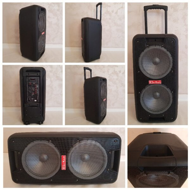 Акустична система UBL 1010 Partybox з MP3 USB/ SD/ FM радіо/ Bluetooth/ Акумулятор/ 2 радіомікрофона - зображення 3