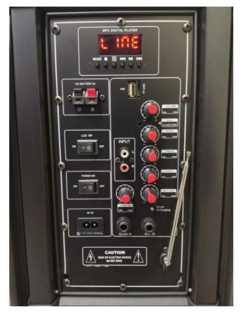 Акустична система UBL 1010 Partybox з MP3 USB/ SD/ FM радіо/ Bluetooth/ Акумулятор/ 2 радіомікрофона - зображення 4