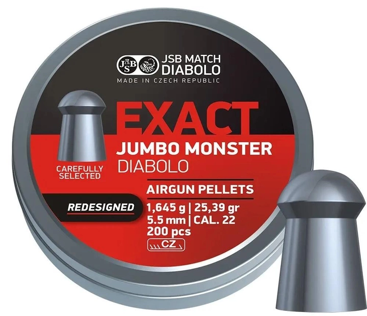 Пули JSB Exact Jumbo Monster Redesigned 5.52мм, 1.645г, 200шт - изображение 2