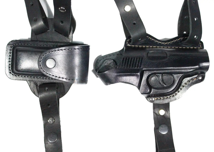 Кобура оперативная двухсторонняя Walther PPK/S формованная с чехлом под магазин кожа, чёрная - изображение 1