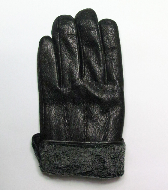 Купить Черные мужские перчатки с подкладкой из оленьей кожи АКЦЕНТ