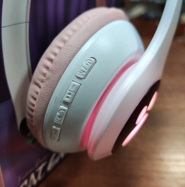 Беспроводные Bluetooth наушники с подсветкой кошачьи ушки CAT EAR RGB Розовые - Фото 12 Беспроводные Bluetooth наушники с подсветкой кошачьи ушки CAT EAR RGB Розовые - изображение 12