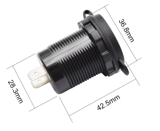 Автомобильная зарядка врезная, Гнездо прикур. врезное 2 USB, 2,1А, с индикатором с крышкой 12/24В синий - Фото 2 Автомобильная зарядка врезная, Гнездо прикур. врезное 2 USB, 2,1А, с индикатором с крышкой 12/24В синий - изображение 2