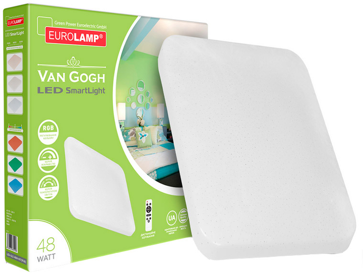 Светильник потолочный с пультом управления ПУ Eurolamp LED Van Gogh 48W ...