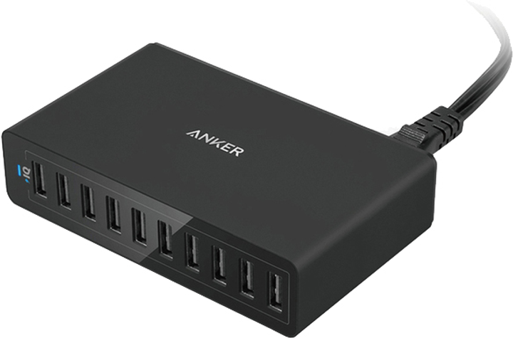 Ładowarka ścienna Anker PowerPort 10 60W 10-portowa V3 Czarna (A2133L11) - obraz 1