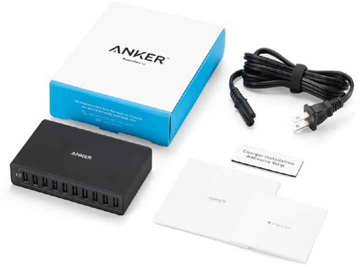 Ładowarka ścienna Anker PowerPort 10 60W 10-portowa V3 Czarna (A2133L11) - obraz 2