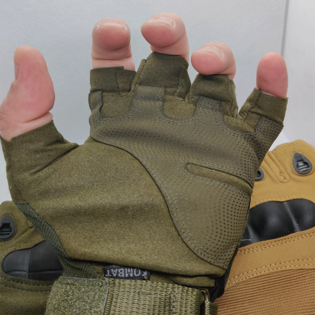 Перчатки тактические без пальцев оливковые размер XL - изображение 1