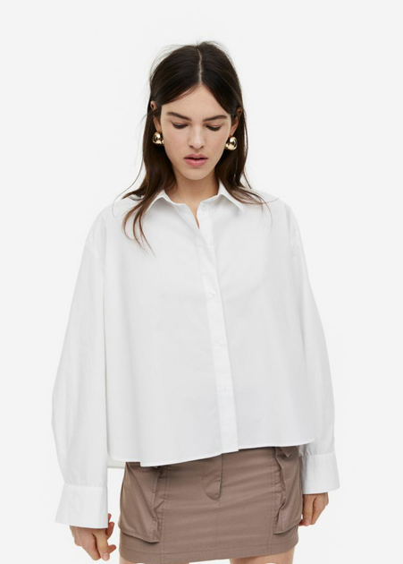 Жіноча сорочка оверсайз H&M (55670) S Біла - изображение 2
