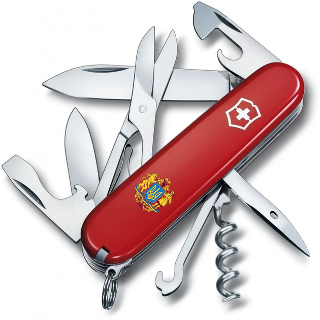 Нож Victorinox Climber Ukraine 91мм Большой Герб Украины (1049-Vx13703_T0400u) - изображение 1