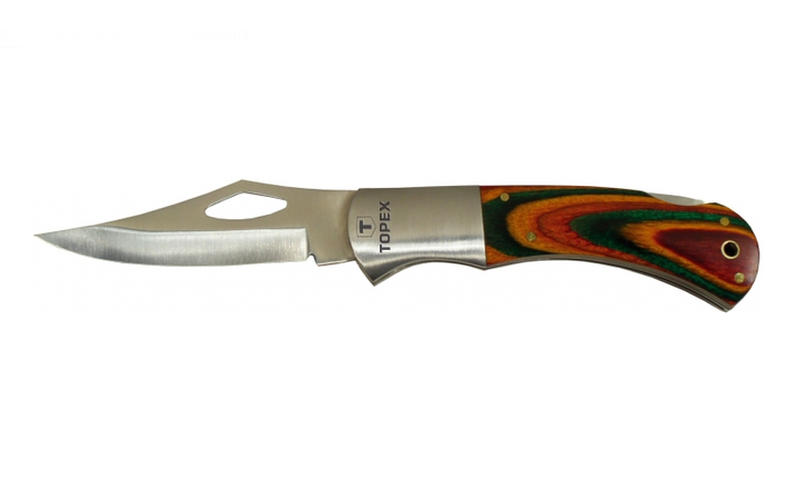 Туристический складной нож с блокировкой Topex 98Z017 с деревянными накладками 70мм/190мм - изображение 1