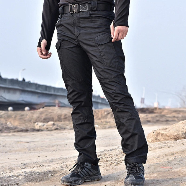 Штаны Карго мужские, тактические Рип-Стоп, военные демисезонные, размер 6ХL, цвет черный Код 69-0038 - изображение 1