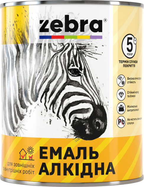 Емаль алкідна Zebra ПФ-116 0.9 кг Яскраво-жовта (4823048000605) – фото ...
