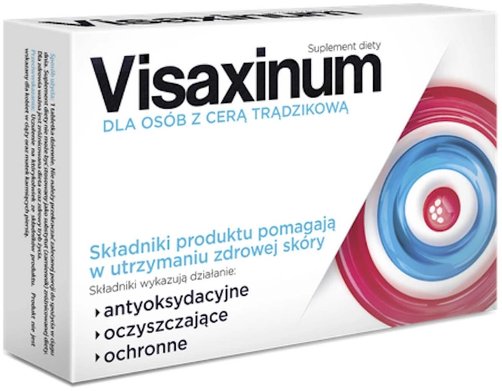 Suplement diety dla osób z trądzikiem Aflofarm Visaxinum 60 tabletek (5908275682837) - obraz 1