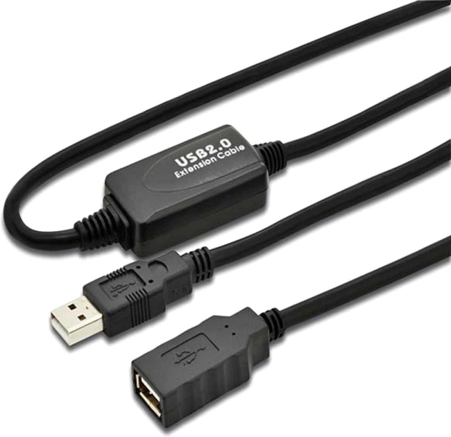 Kabel Digitus USB 2.0 (AM/AF) 10 m Czarny (DA-73100-1) - obraz 1