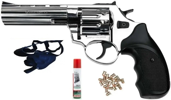 Револьвер Флобера Voltran Ekol Viper 4.5" (хром/пластик)+ У ПОДАРУНОК ПАТРОНИ ФЛОБЕРА 4 ММ 50(шт) +КОБУРА+ЧИСК - зображення 1