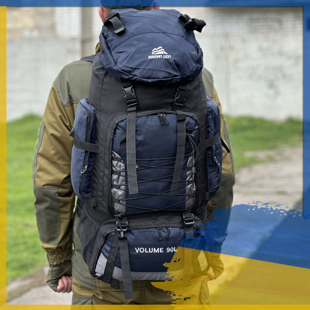 Рюкзак туристичний на 90 л. Tactic військовий рюкзак без каркасу колір Синій Tur90-blue - зображення 1